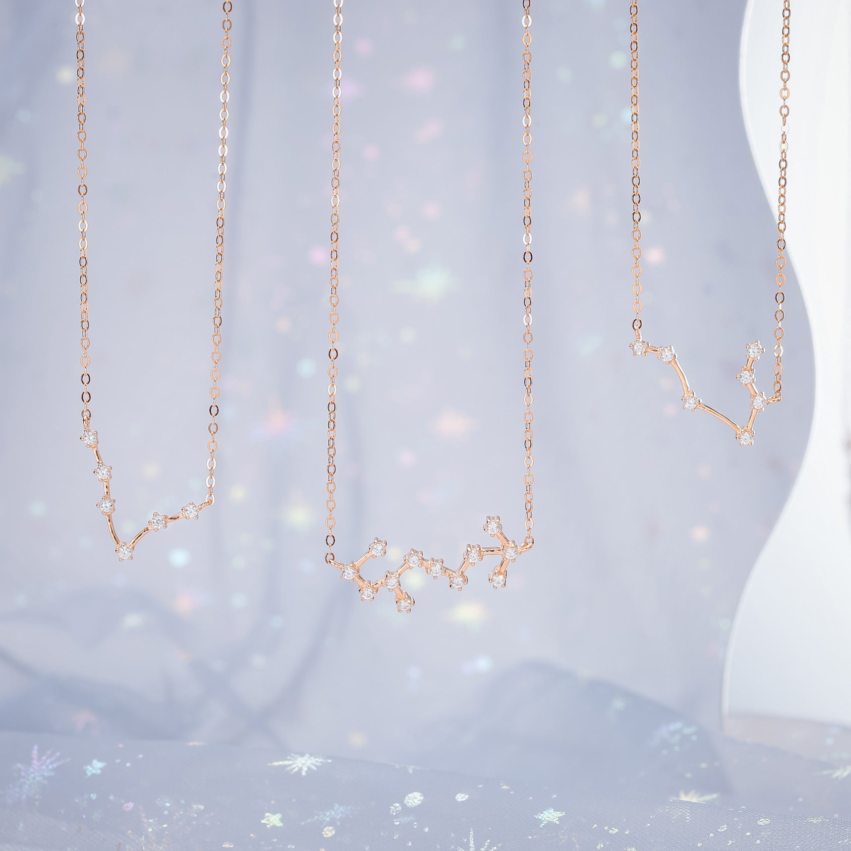 Rose Gold Constellation Zodiac Necklace Set