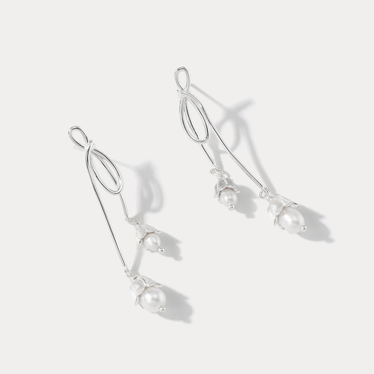 Silver May Lily Drop Earrings