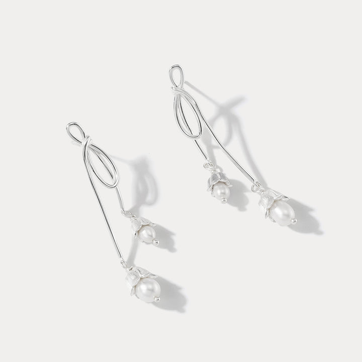 Silver May Lily Drop Earrings