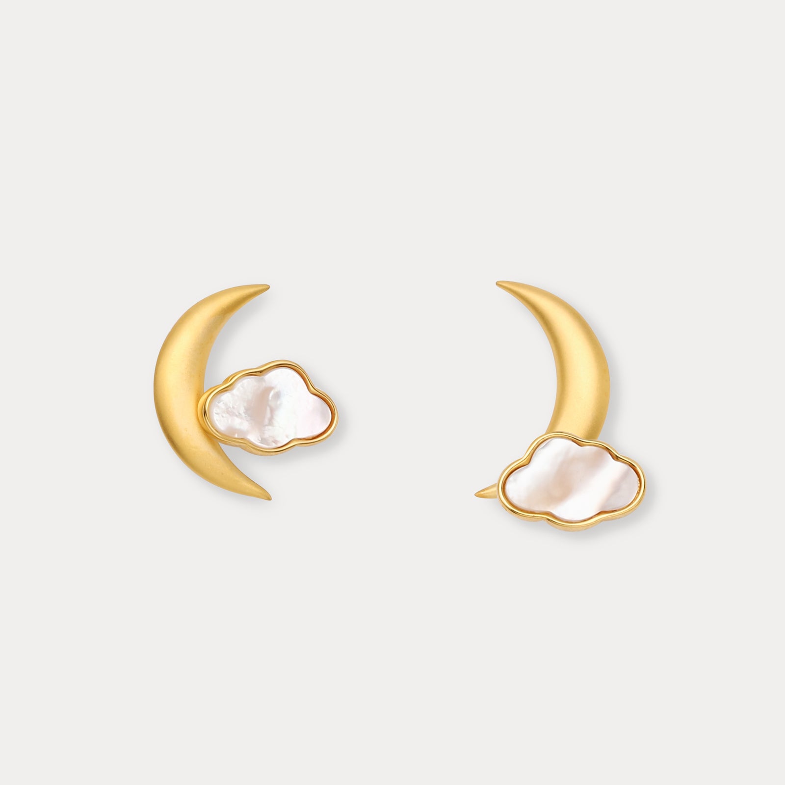 Gold Cloud Moon Earrings