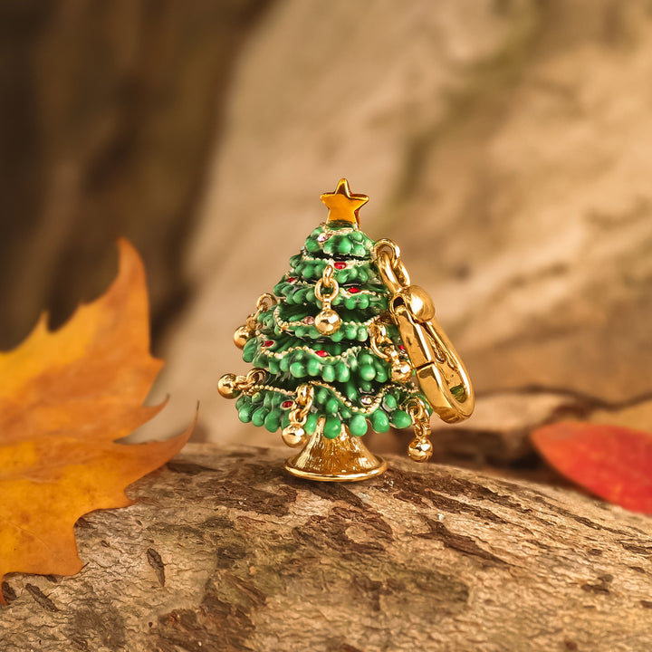 Christmas Tree Locket Gold Necklace