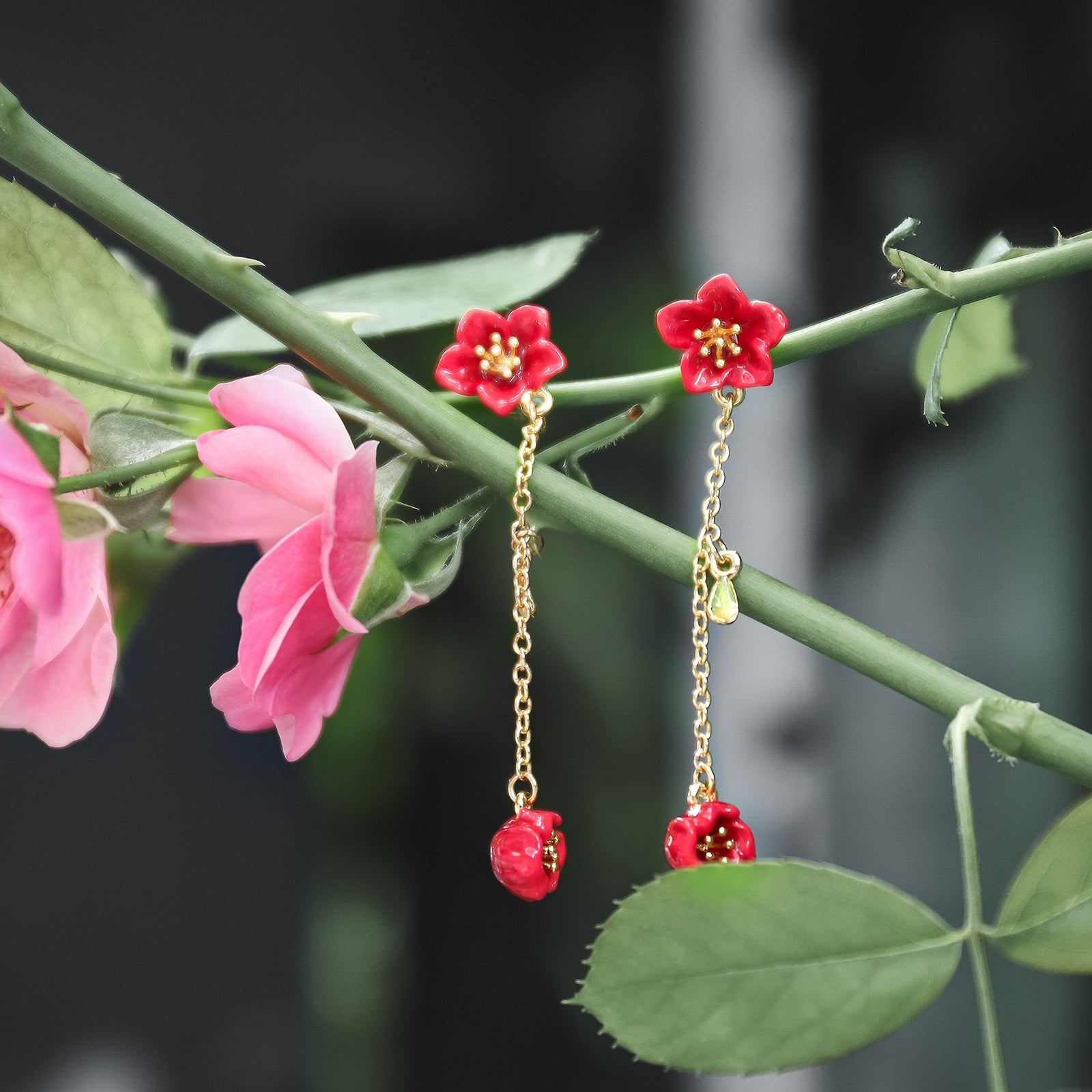 Begonia Flower Drop Earrings