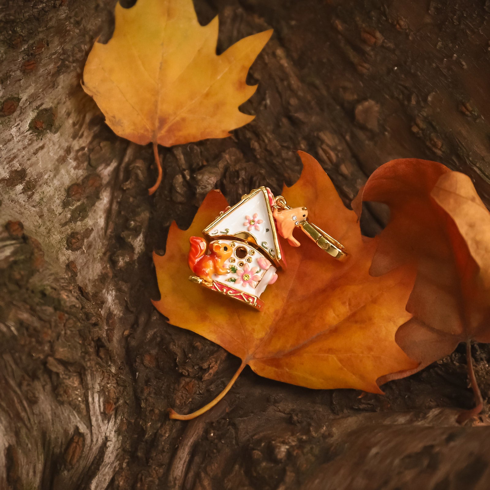 Gold Squirrel Hut Necklace