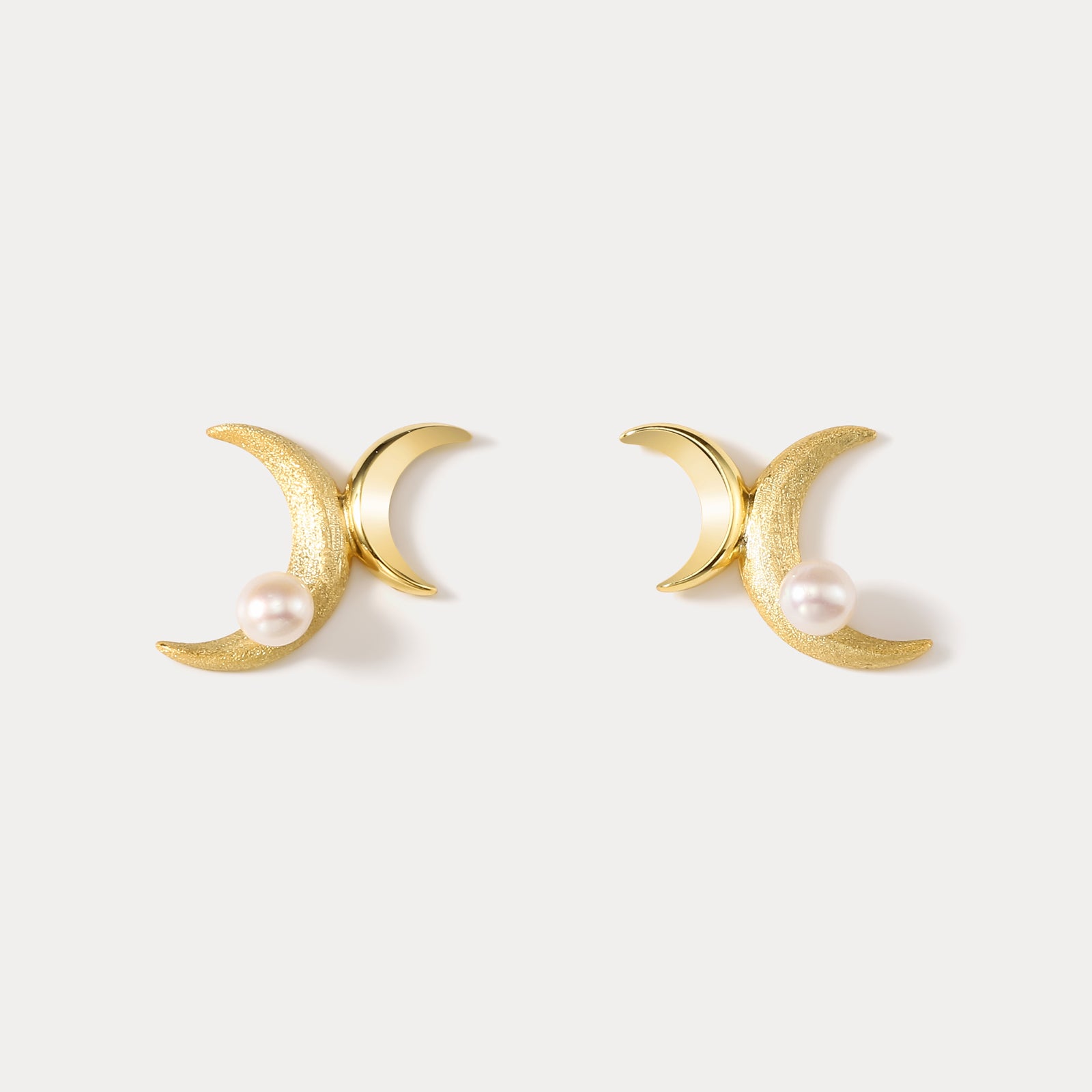 Selenichast Gold Double Moon Earrings