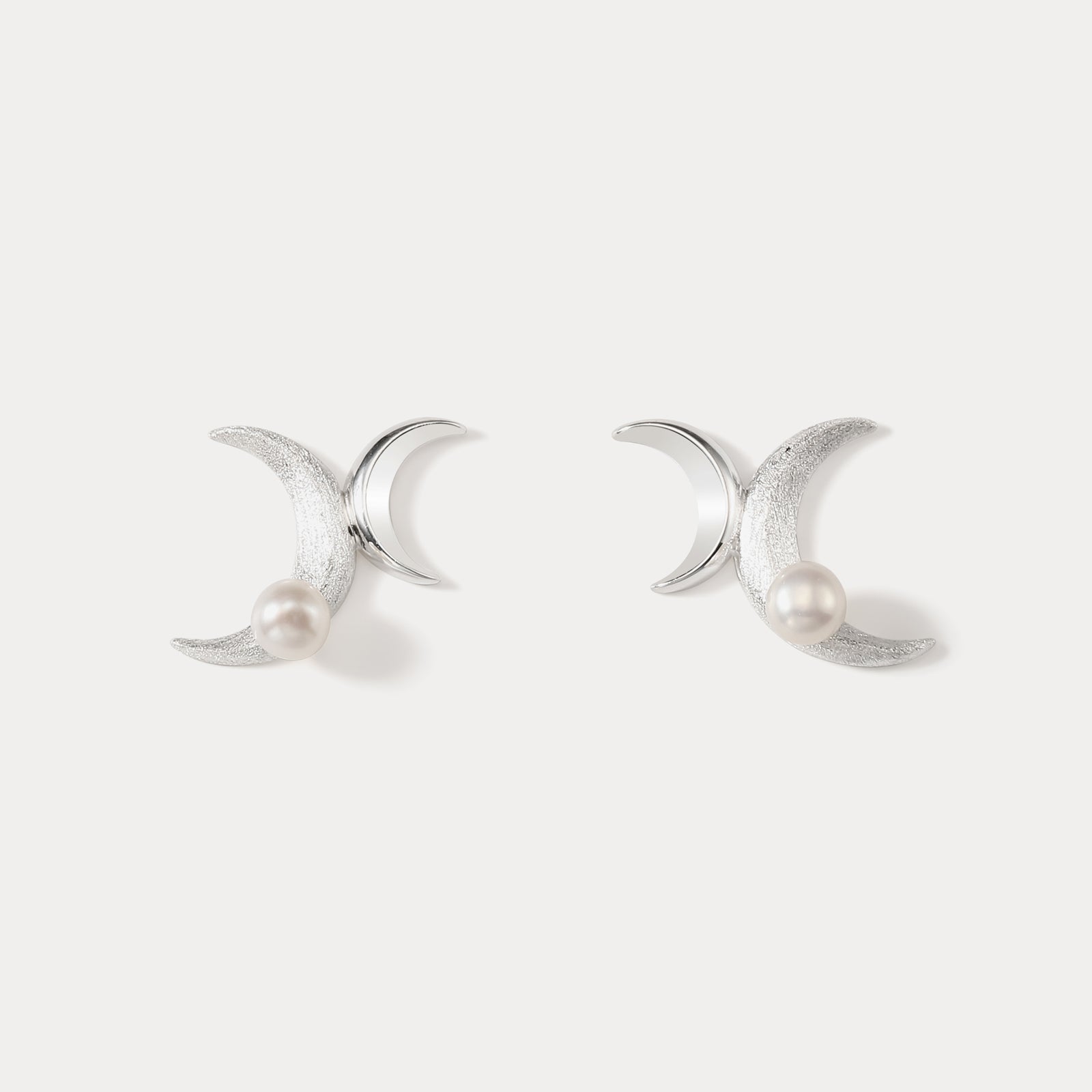 Selenichast Silver Double Moon Earrings