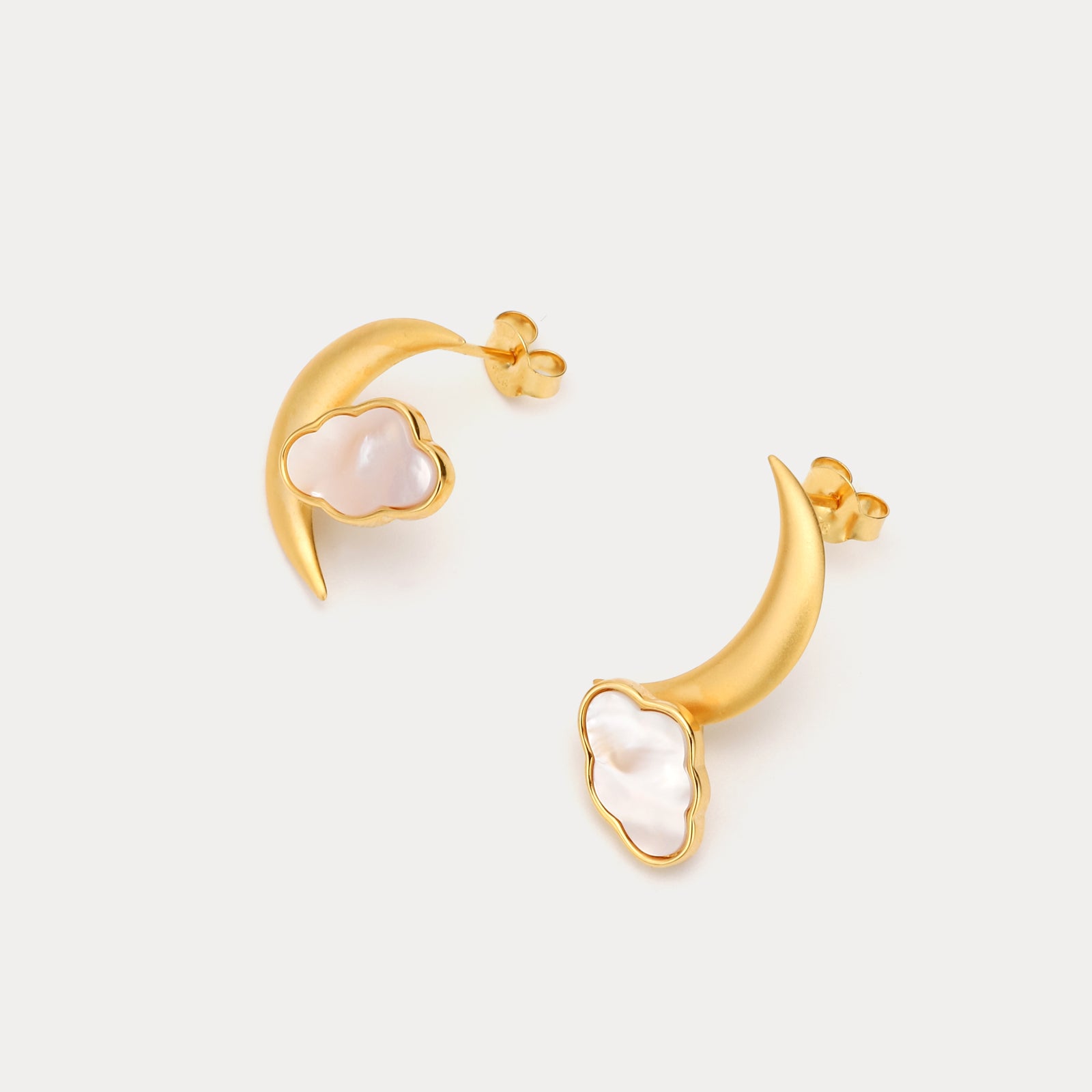 Gold Cloud Moon Earrings