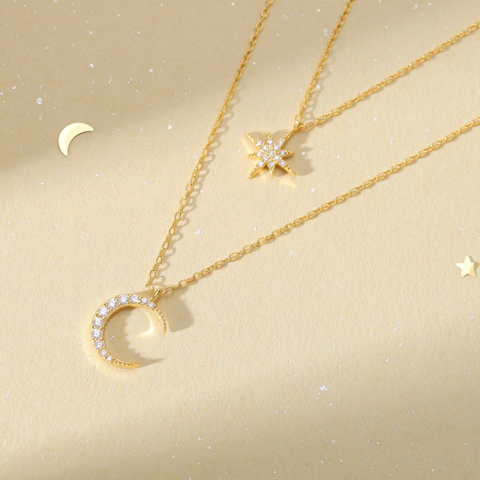Octagram Moon Layered Necklace
