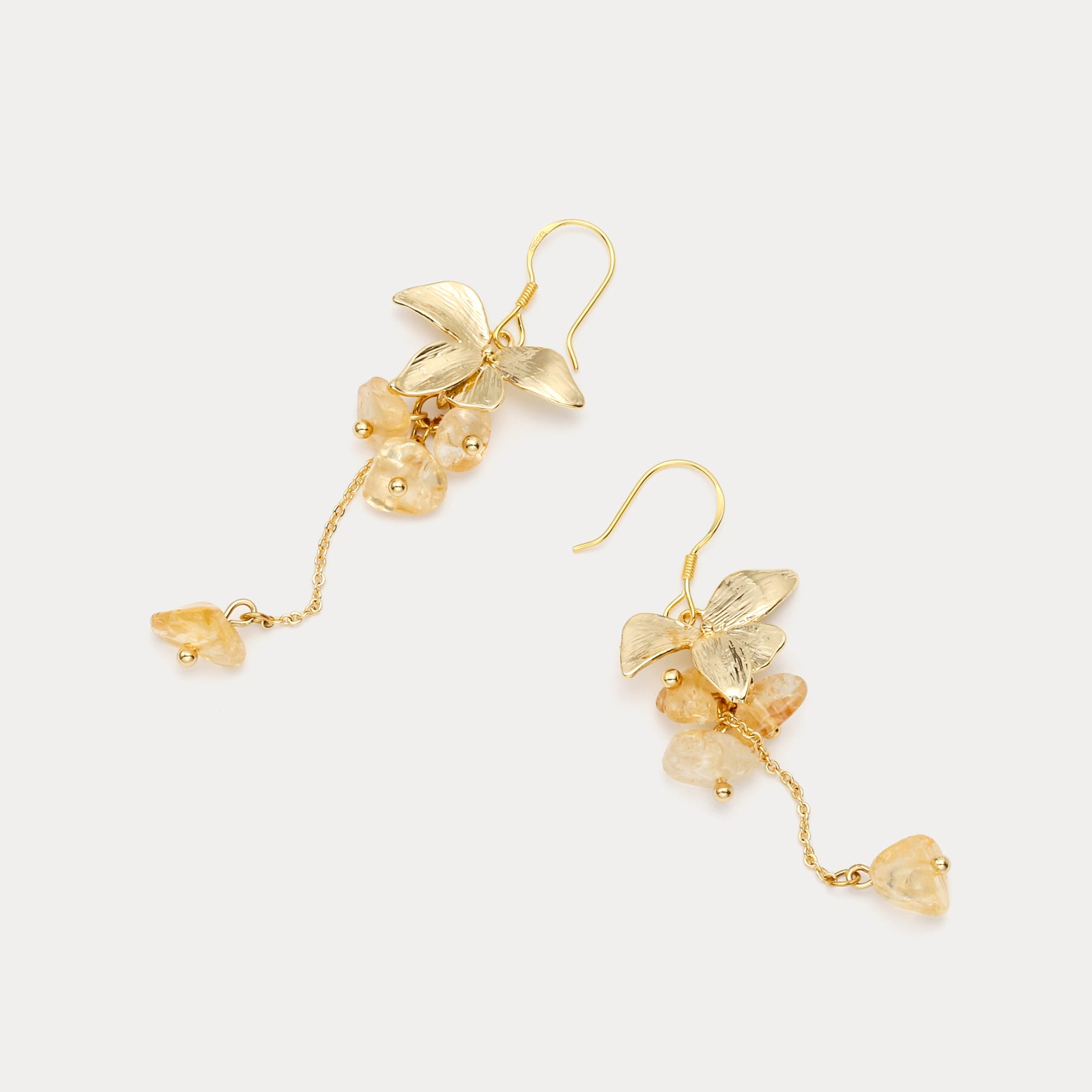 Crystal Gold Flower Beaded Earrings