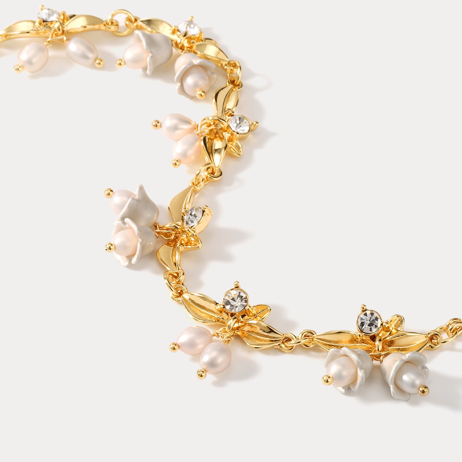 Golden Lily of The Valley Diamond Bracelet