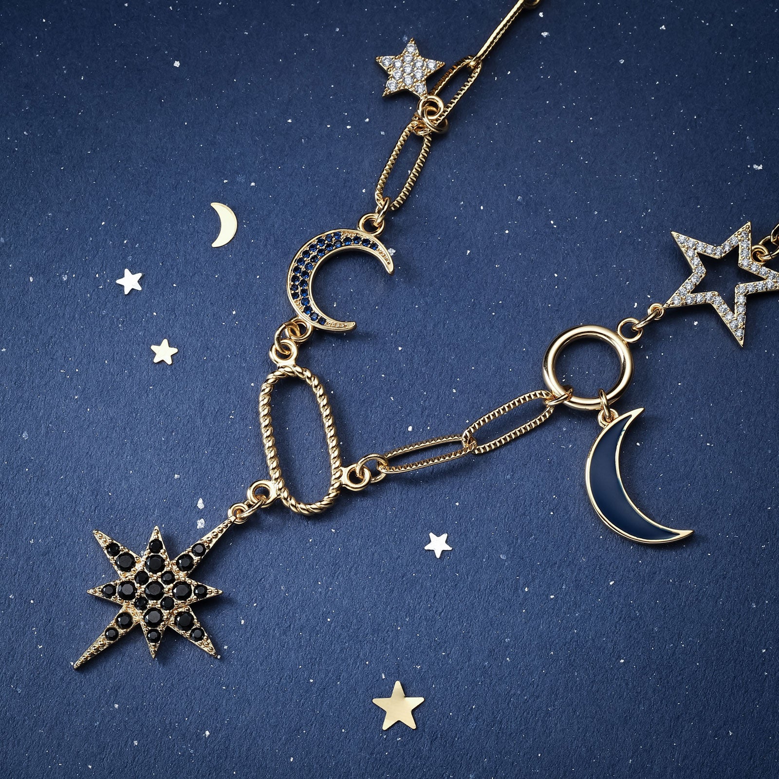 Moon Star Diamond Stylish Necklace