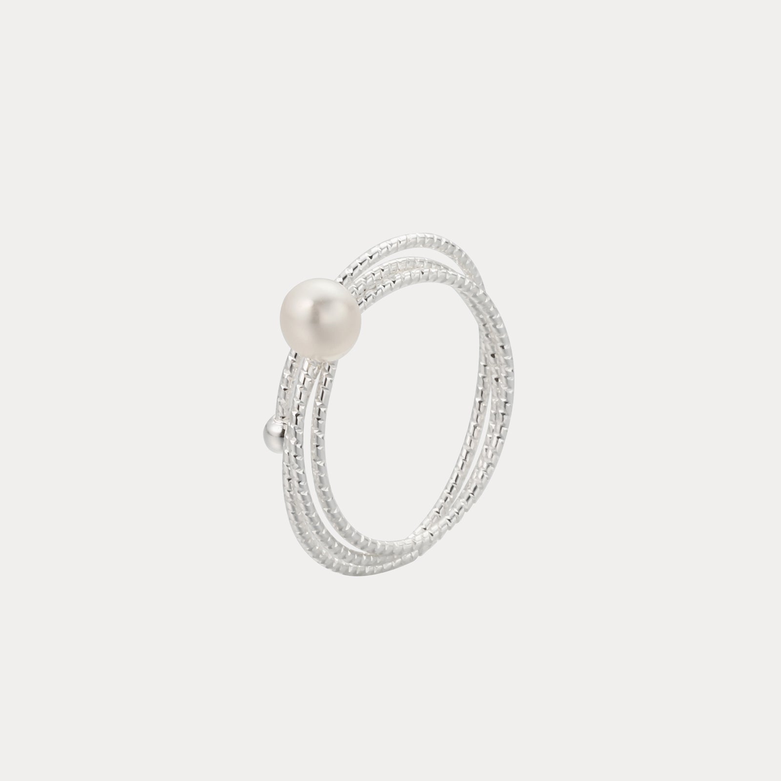 Selenichast Sterling Silver Triple Rolling Ring With Solitaire Pearl