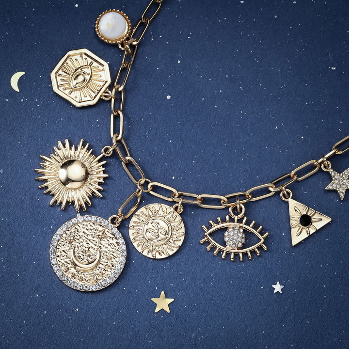 Moon Stars Jewelry Crescent Stars Gold Necklace