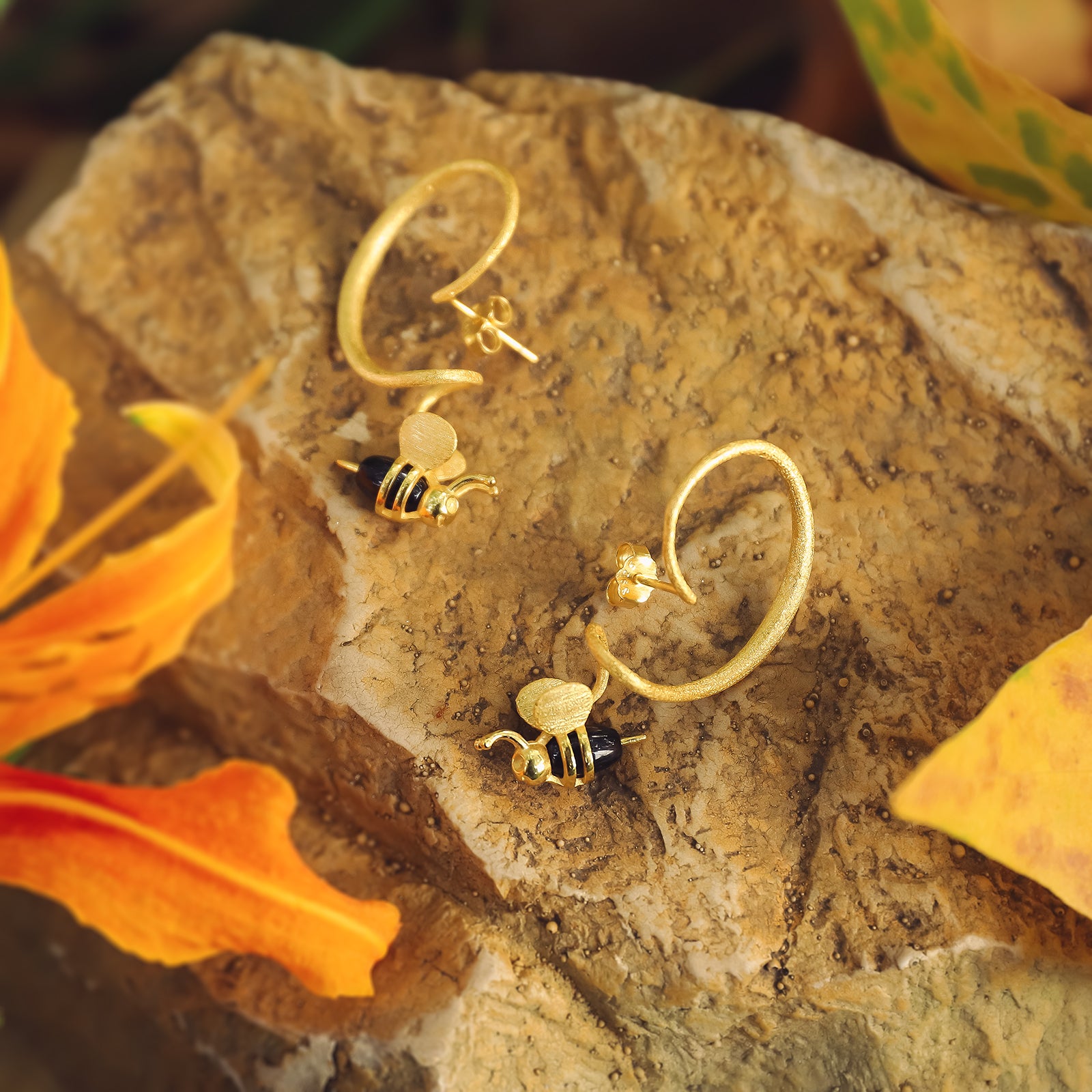 Bee & Dripping Honey Hoop Earrings Jewelry Set