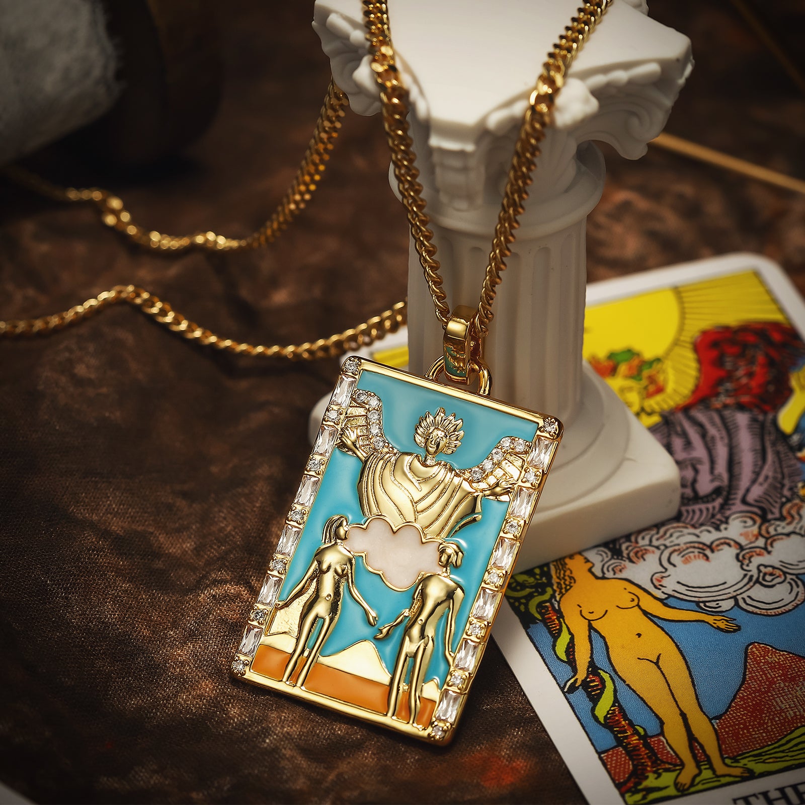 Lovers Tarot Chain Necklace
