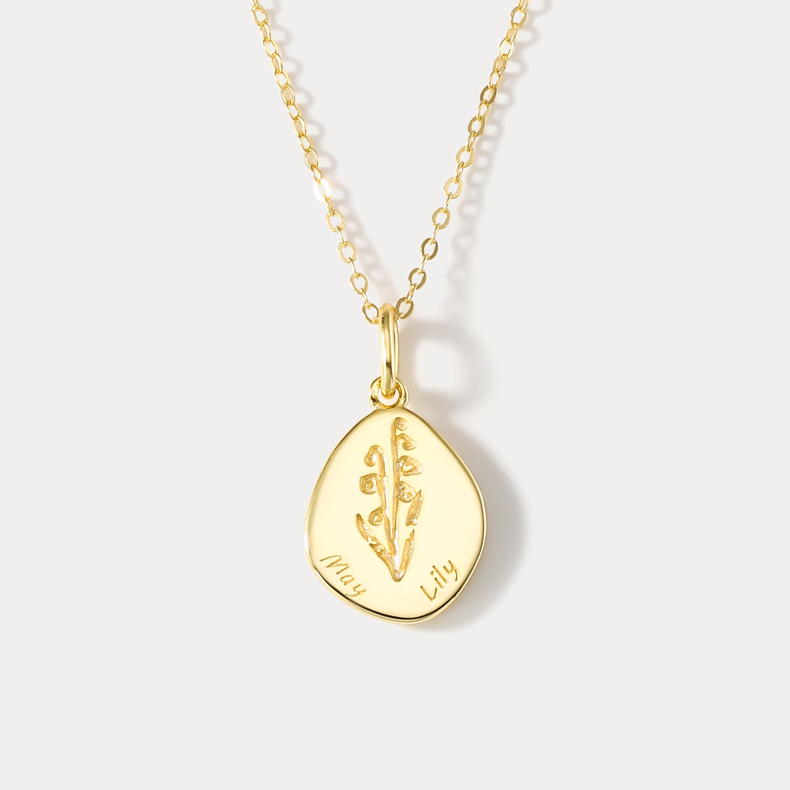 Selenichast Silver Lily Birth Flower Necklace-May