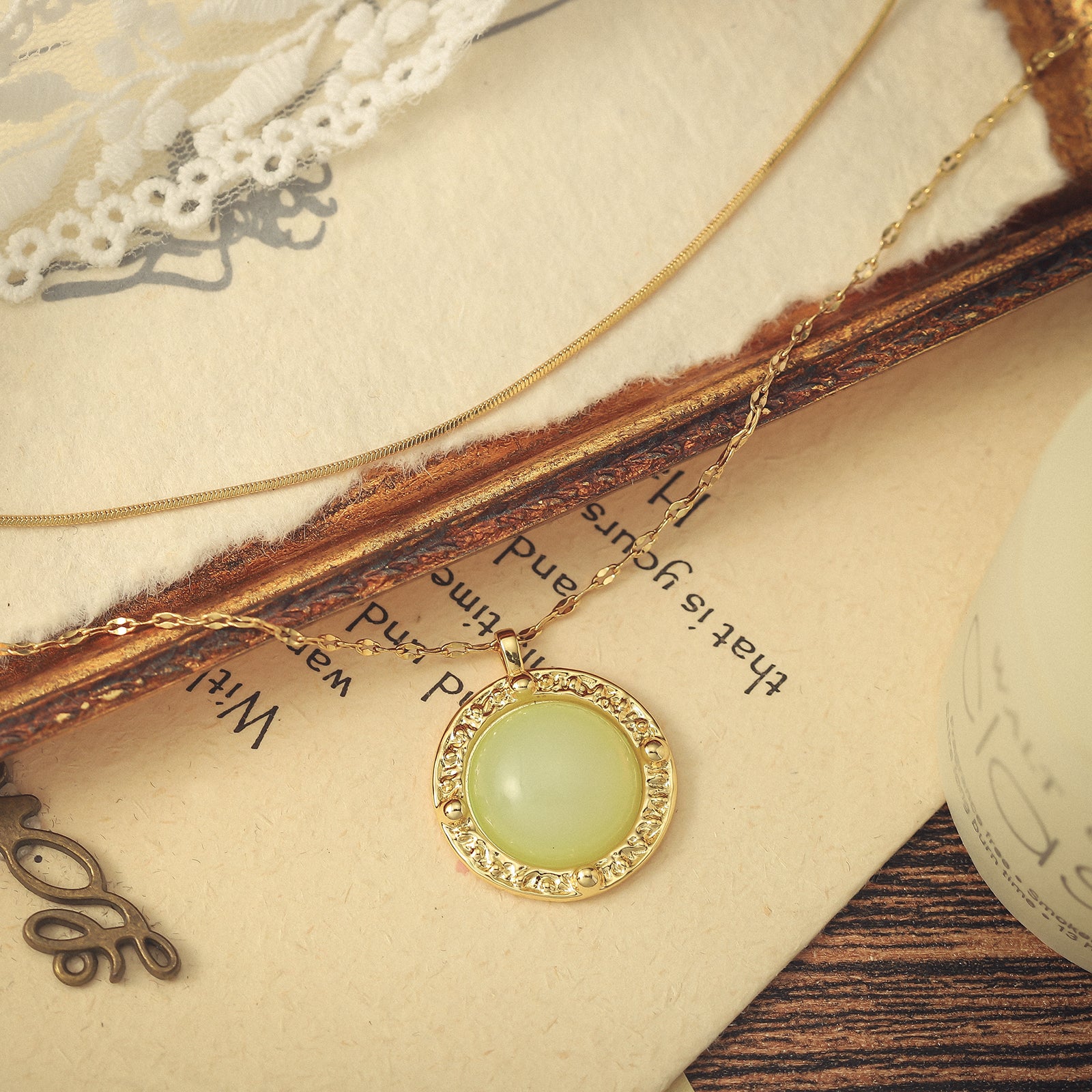 Green Gemstone Layered Necklace