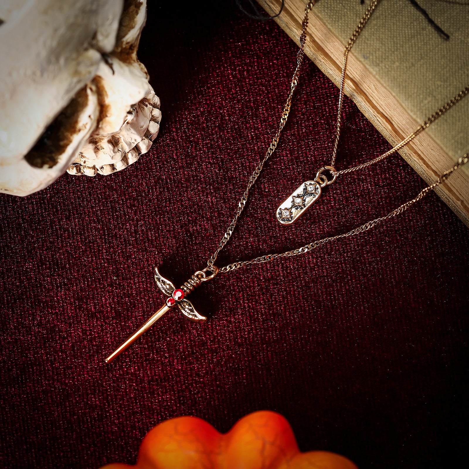 Angel Wings Sword Halloween Necklace