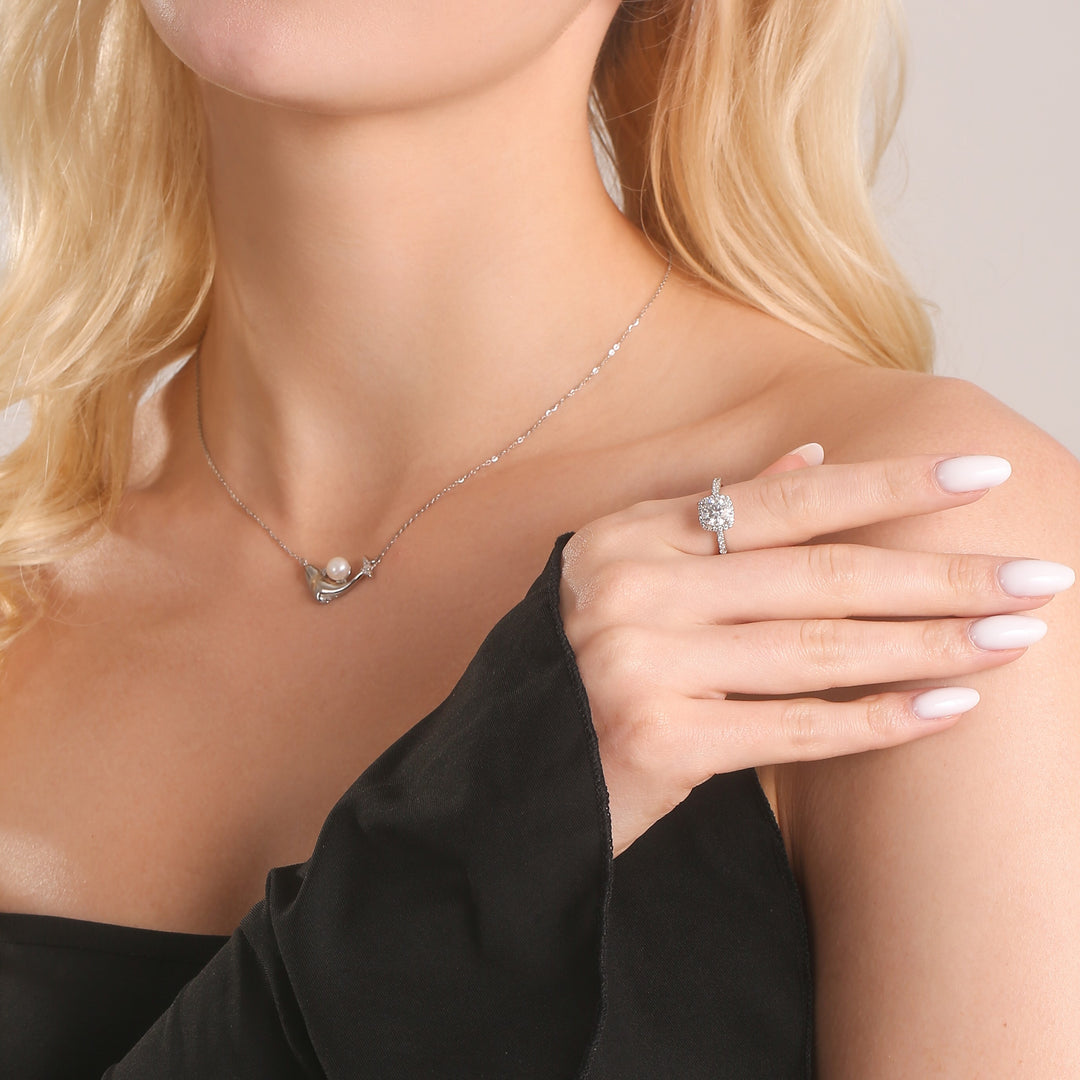 Dolphin Pearl Pendant Necklace