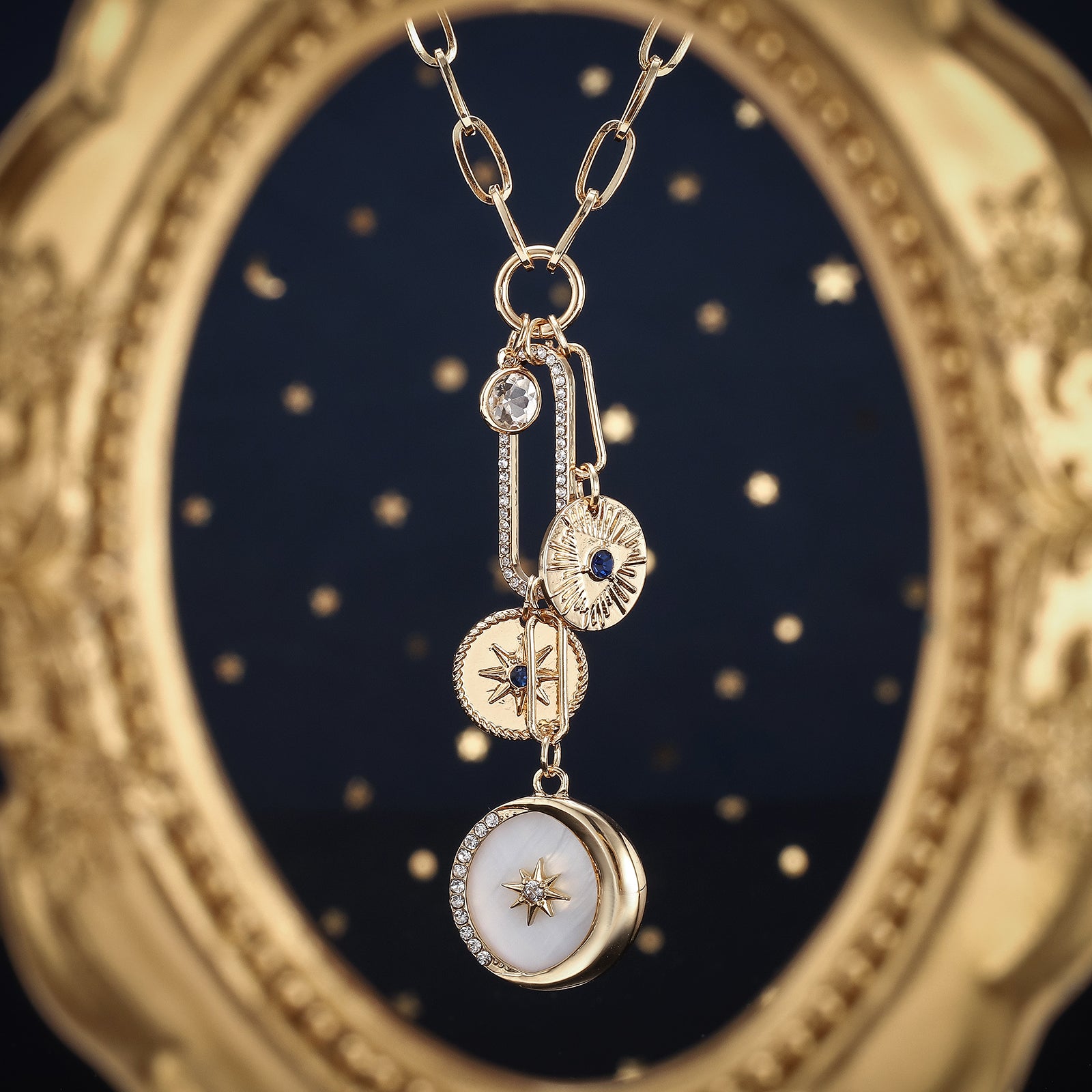 Guardian of Star And Moon Diamond Necklace Jewelry