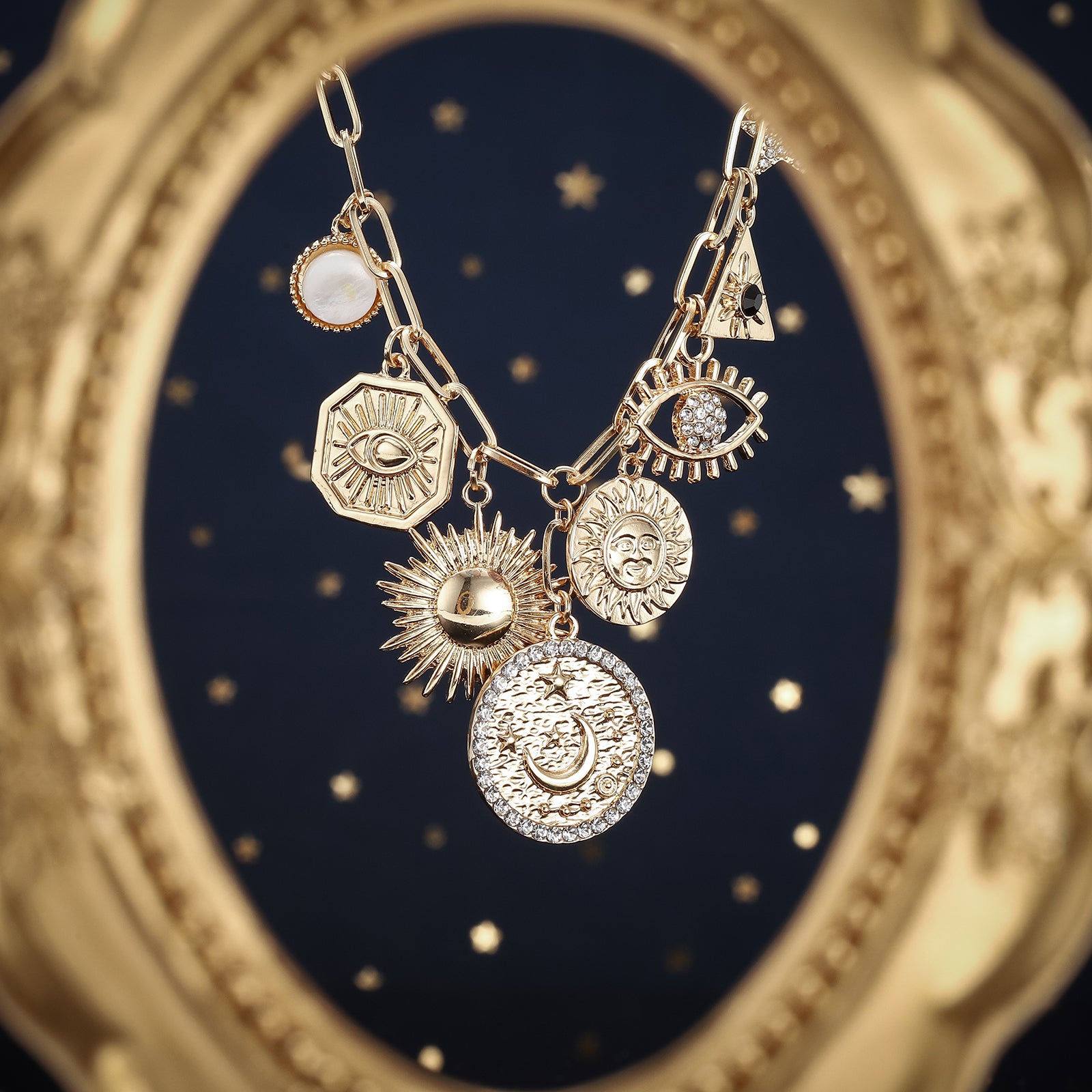 Moon Stars Jewelry Crescent Stars Necklace