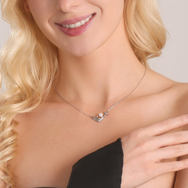 Dolphin Pearl Pendant Necklace