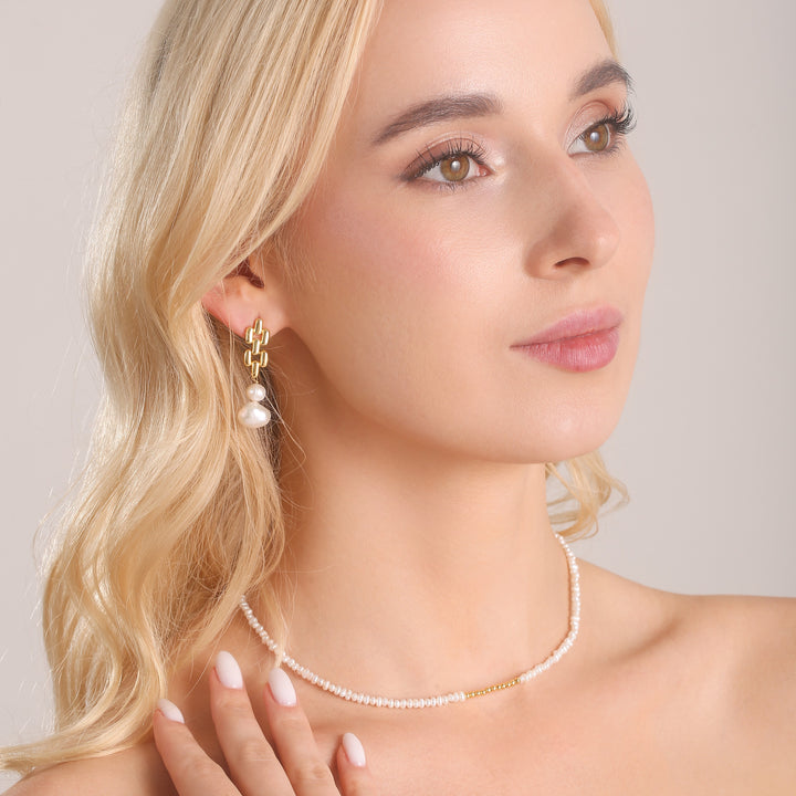 Gold Pearl Drop Earrings
