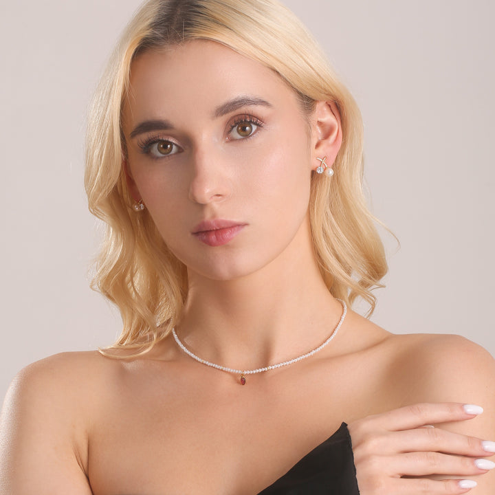 Gold Cherry Pearl Earrings