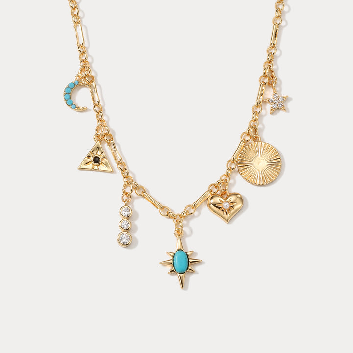 Selenichast Turquoise Moon Star Necklace