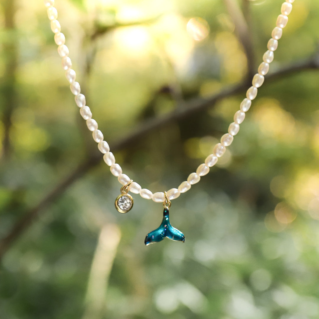 Mermaid Tail Pearl Pendant Necklace