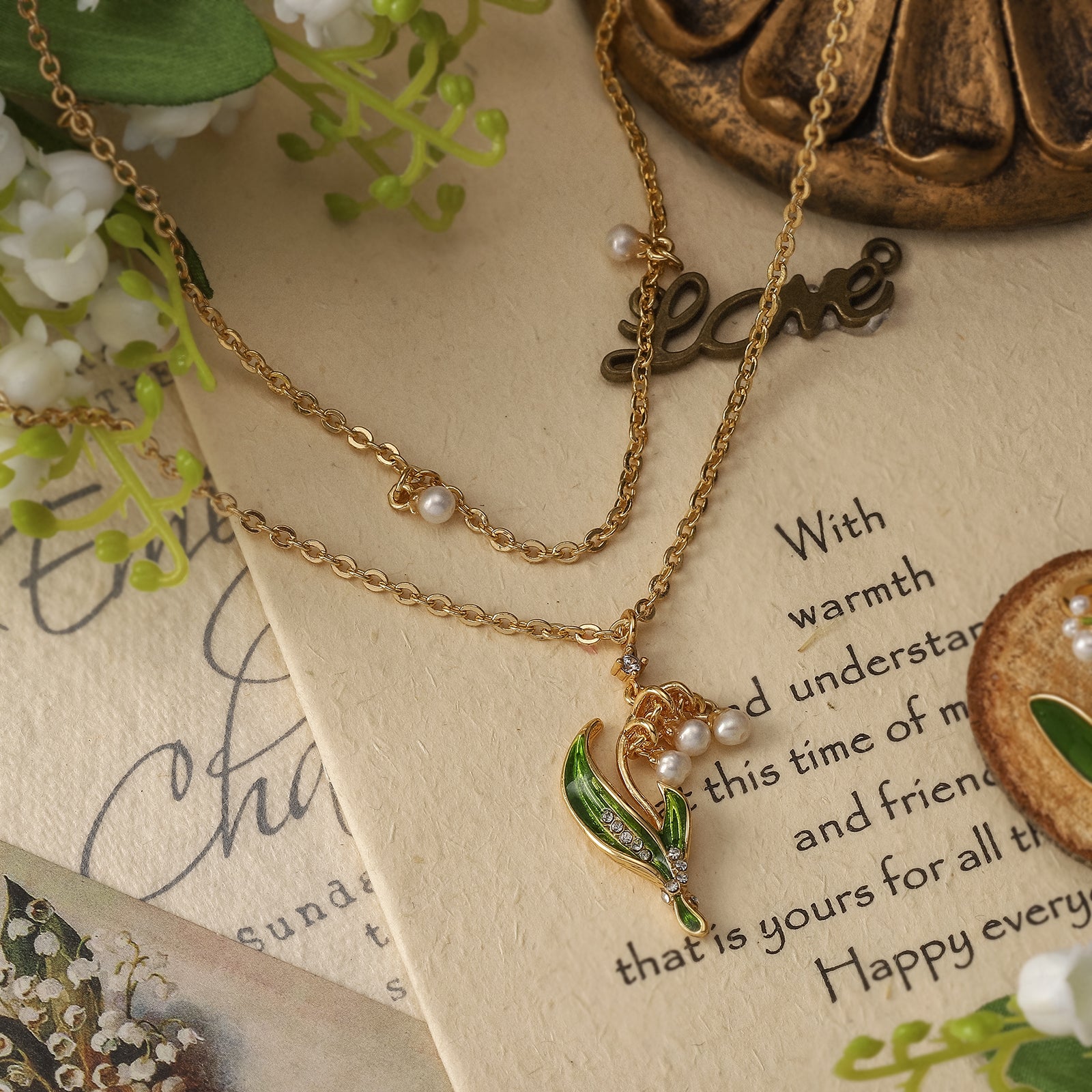 Lily Of The Valley Pearl Necklace Gift Set with Gift Wrapping