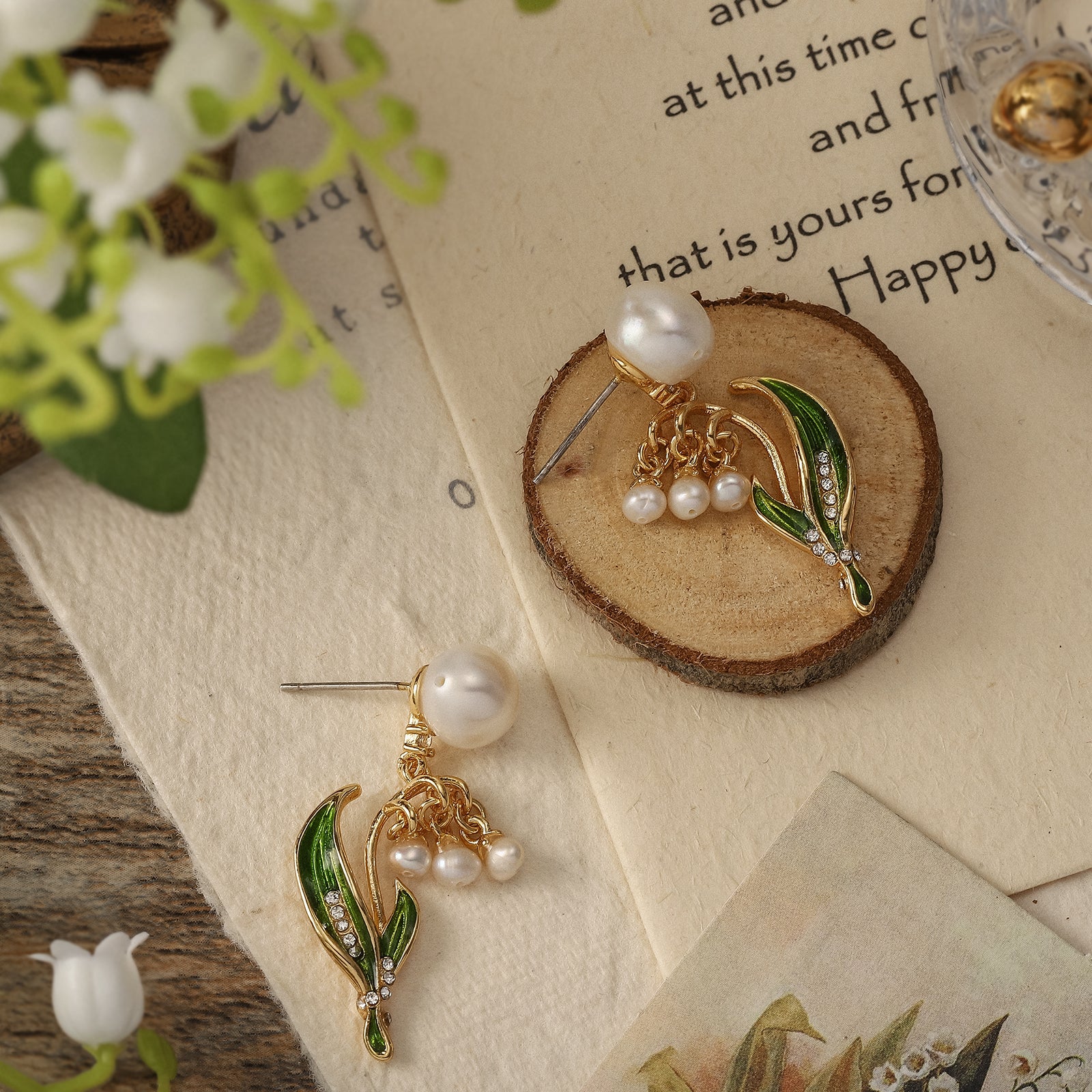 lily of the valley bouquet earring jewelry