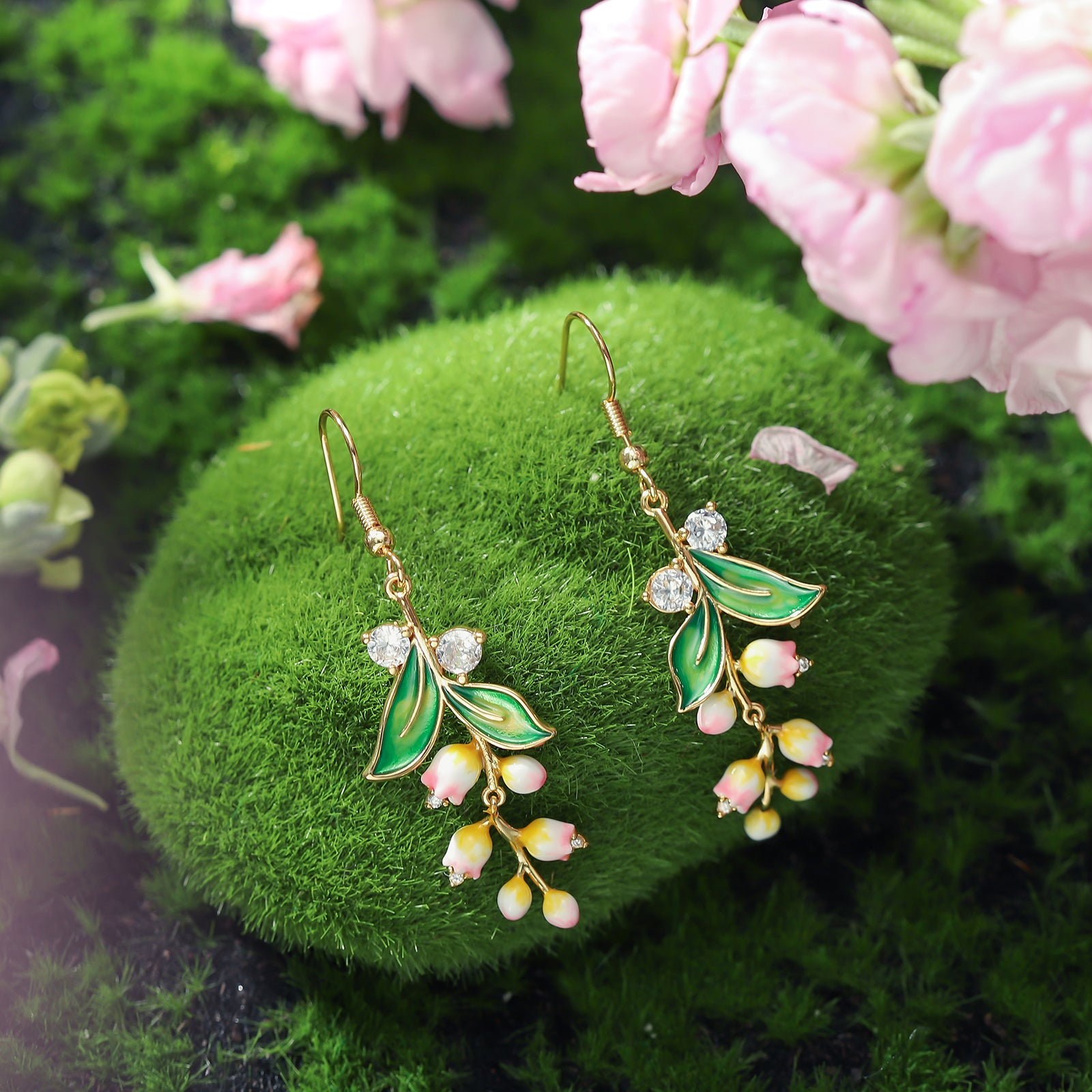 Lily Of The Valley Gold Brass Earrings