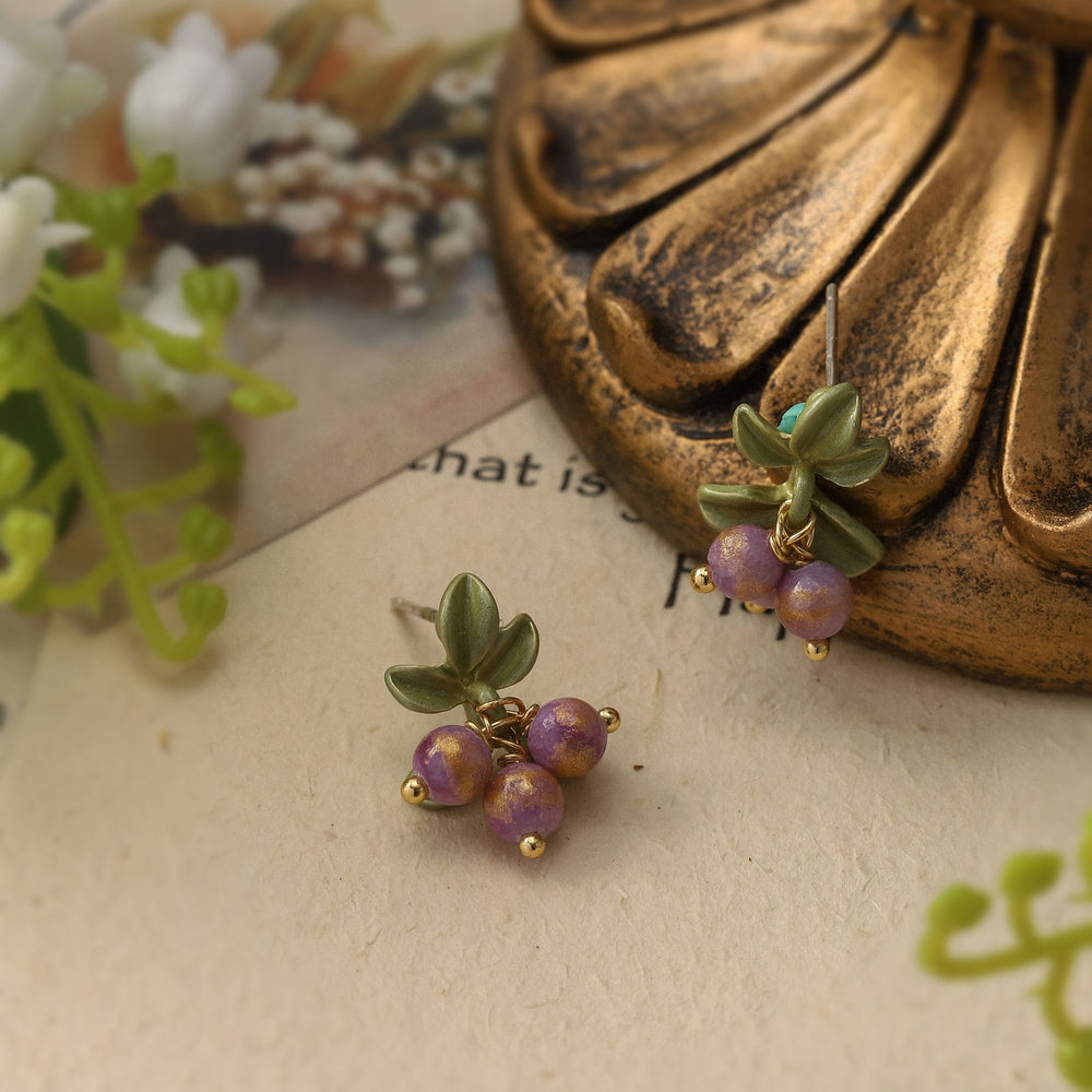 Beautyberry Stud Gold Earrings