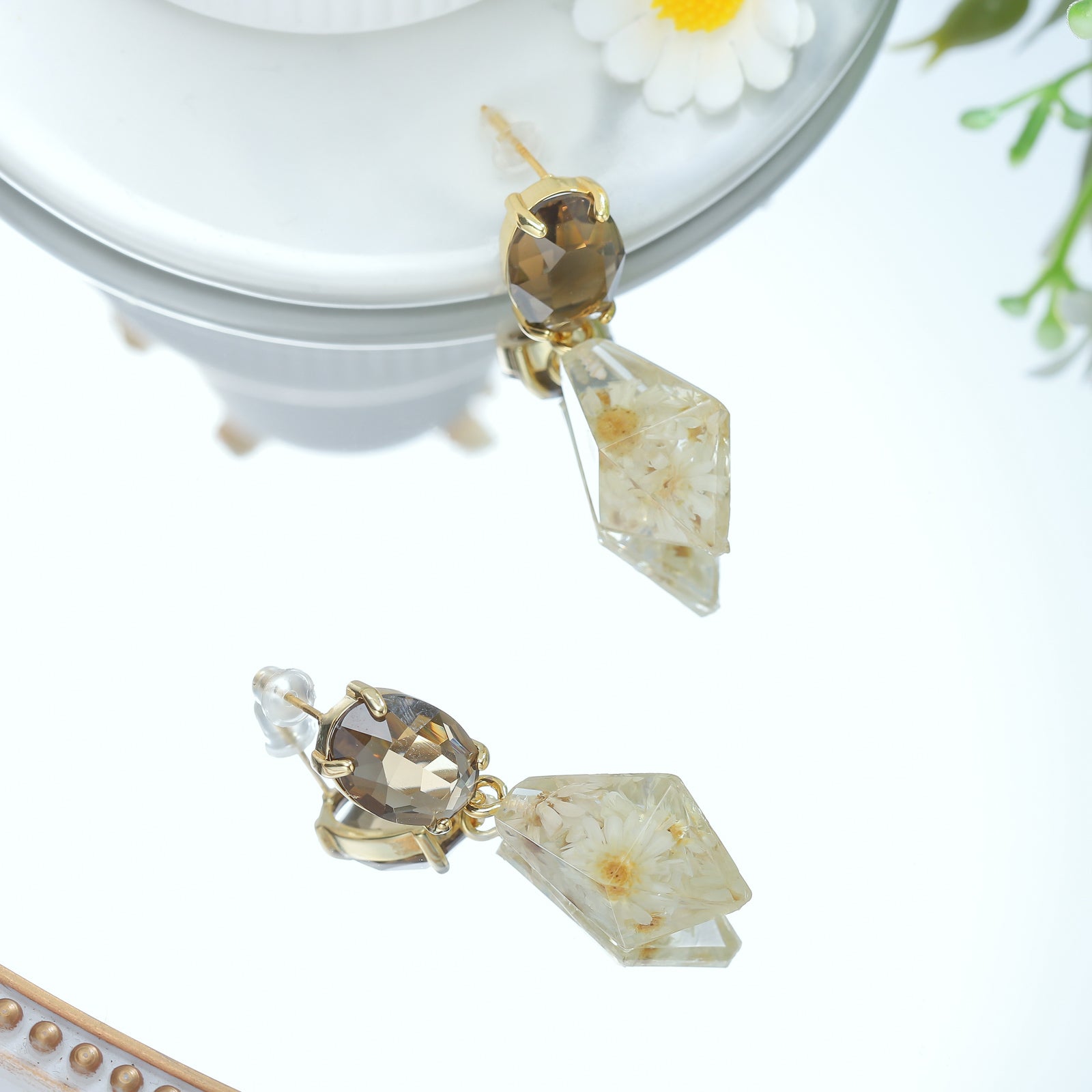 Marigold Resin Crystal Earrings