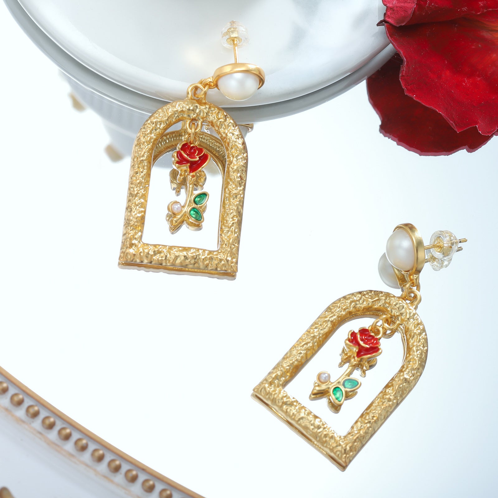 Vintage Garden Rose Earrings Anniversary Jewelry Gifts 