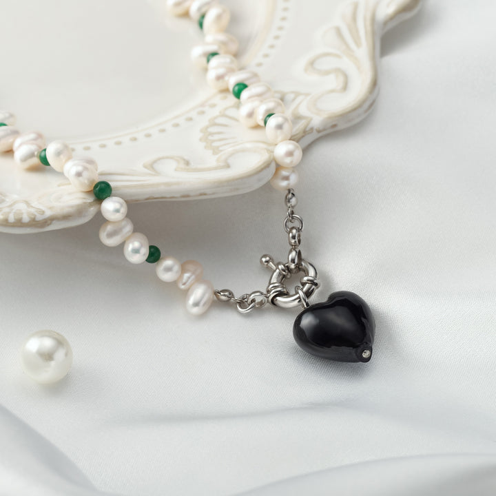 Heart Pendant Freshwater Pearl Vintage Necklace