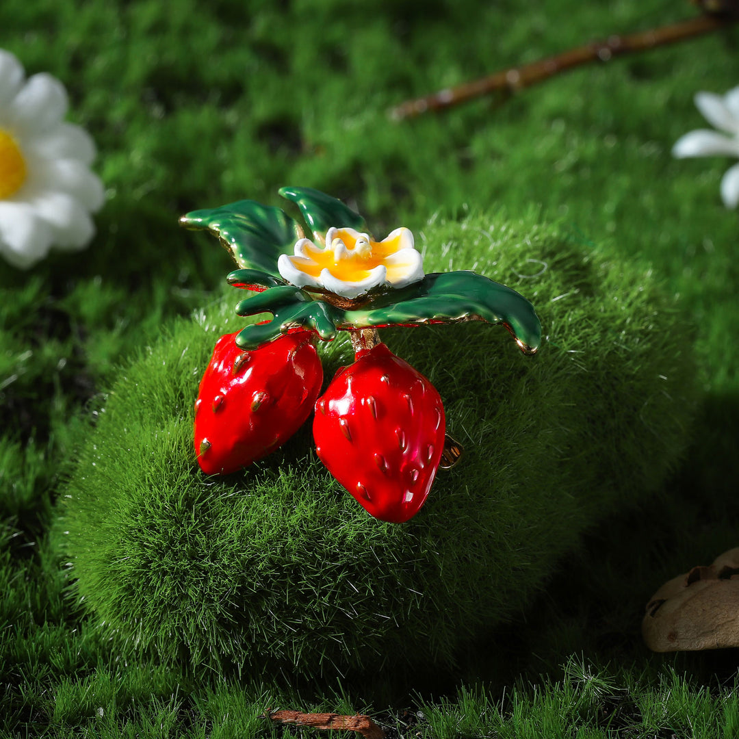 Strawberry Nature Flower Brooch