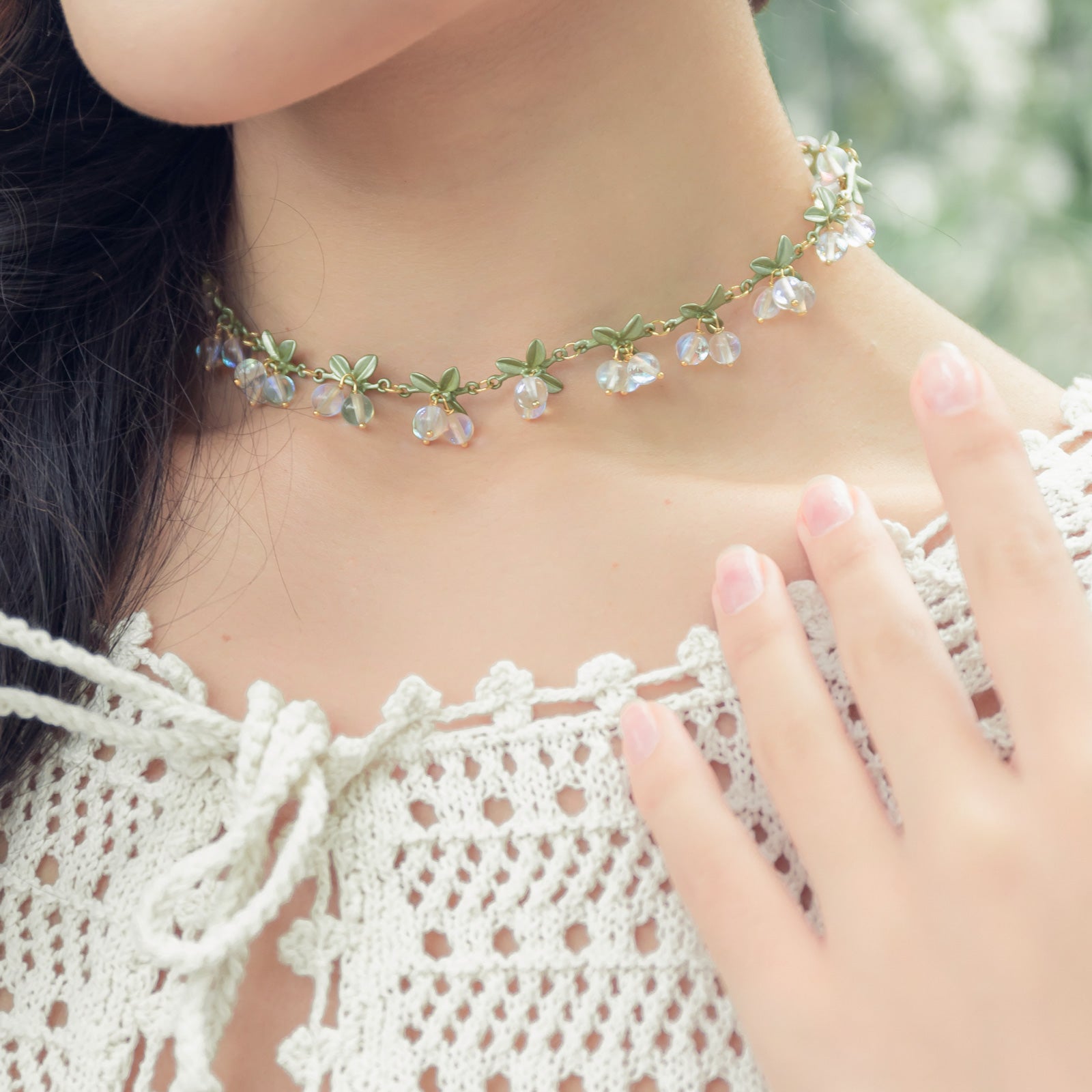 White Currant Necklace Prom Jewelry