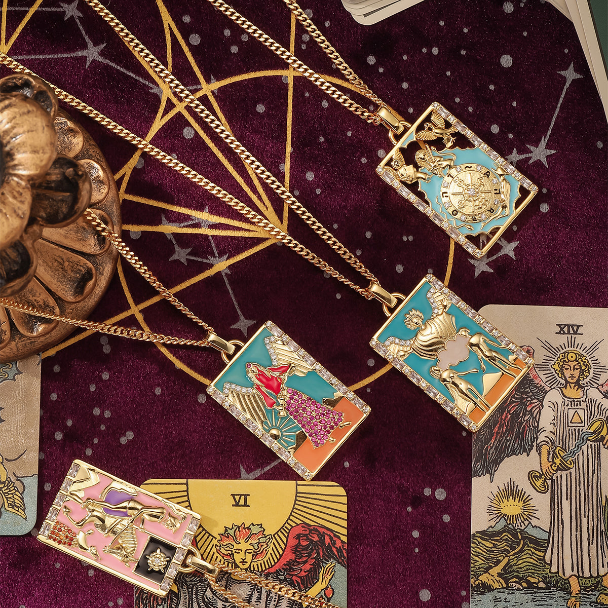 Death Tarot Card Necklace Set