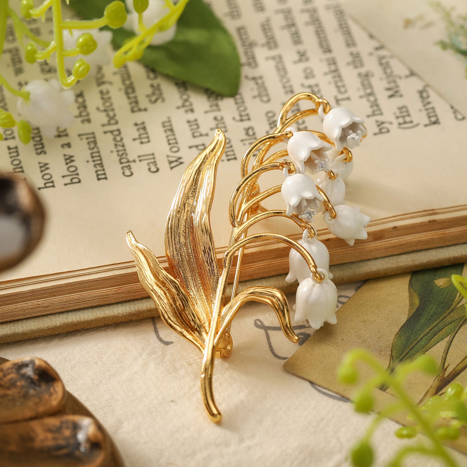 Golden Lily Of The Valley Dainty Stylish Brooch