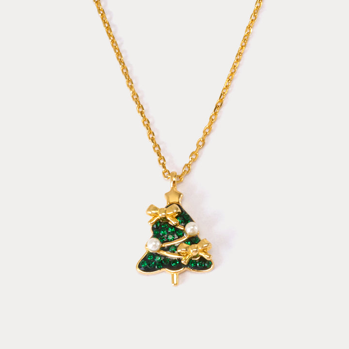 Selenichast Christmas Tree Bow Necklace