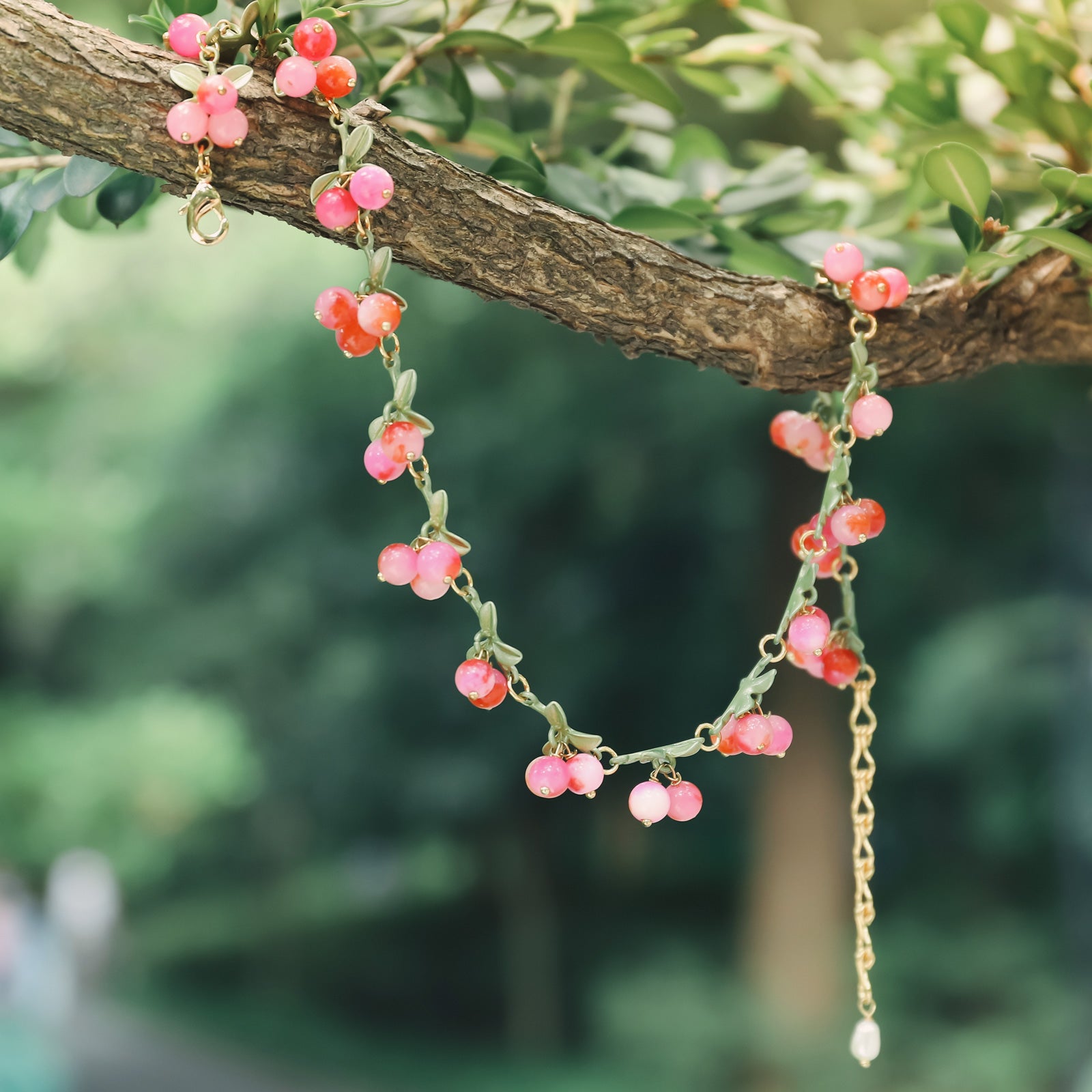 Pinkberry Leaves Necklace