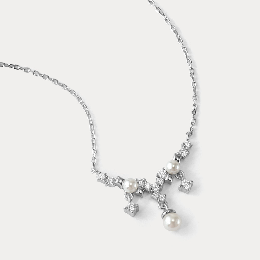 Silver Star Pearl Necklace