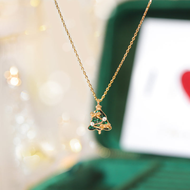 Christmas Tree Bow Necklace