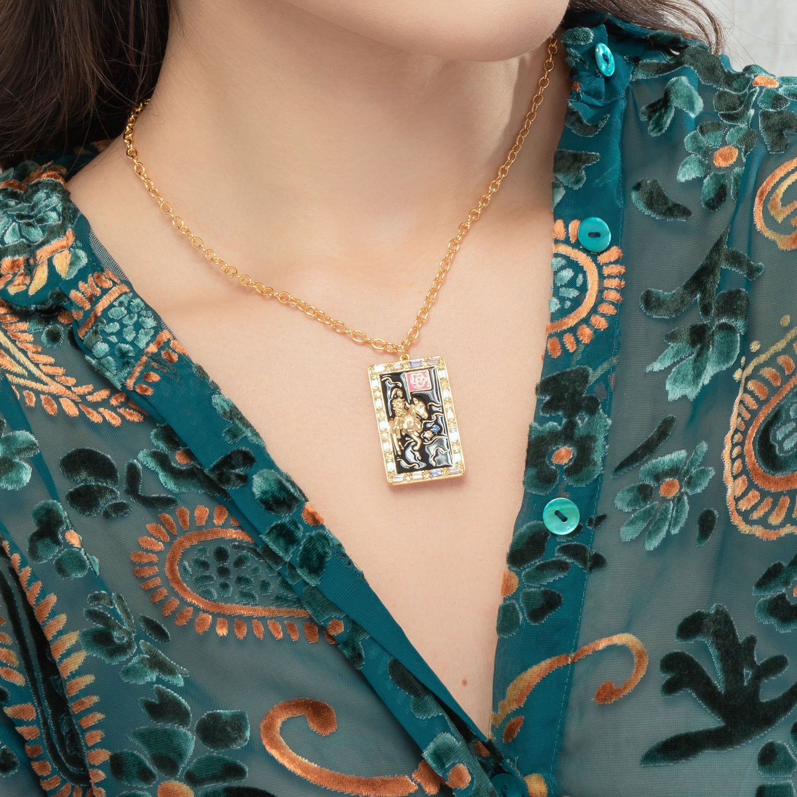 Solid Gold Death Tarot Pendant Necklace