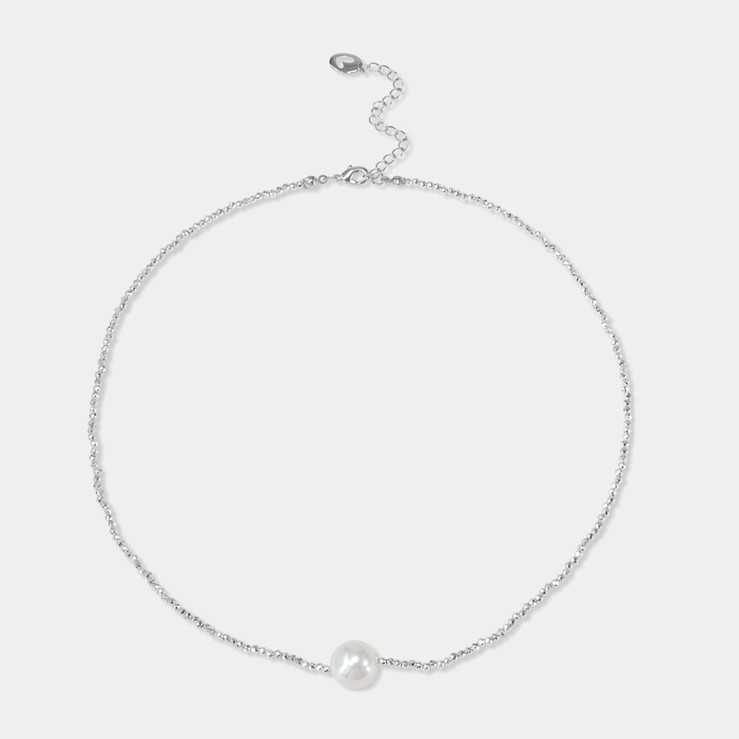 Single Pearl Silver Necklace