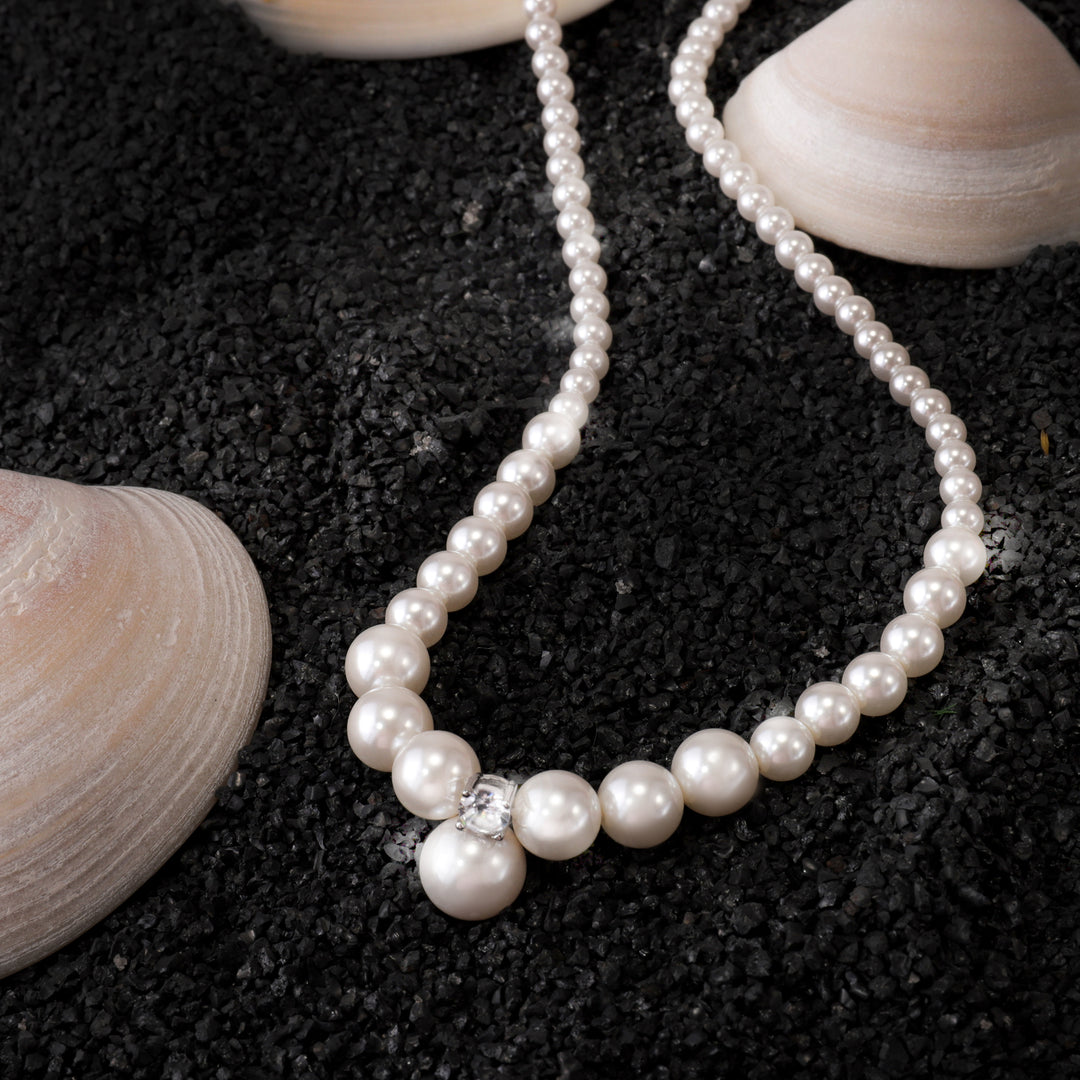 Silver Pearl Pendant Necklace