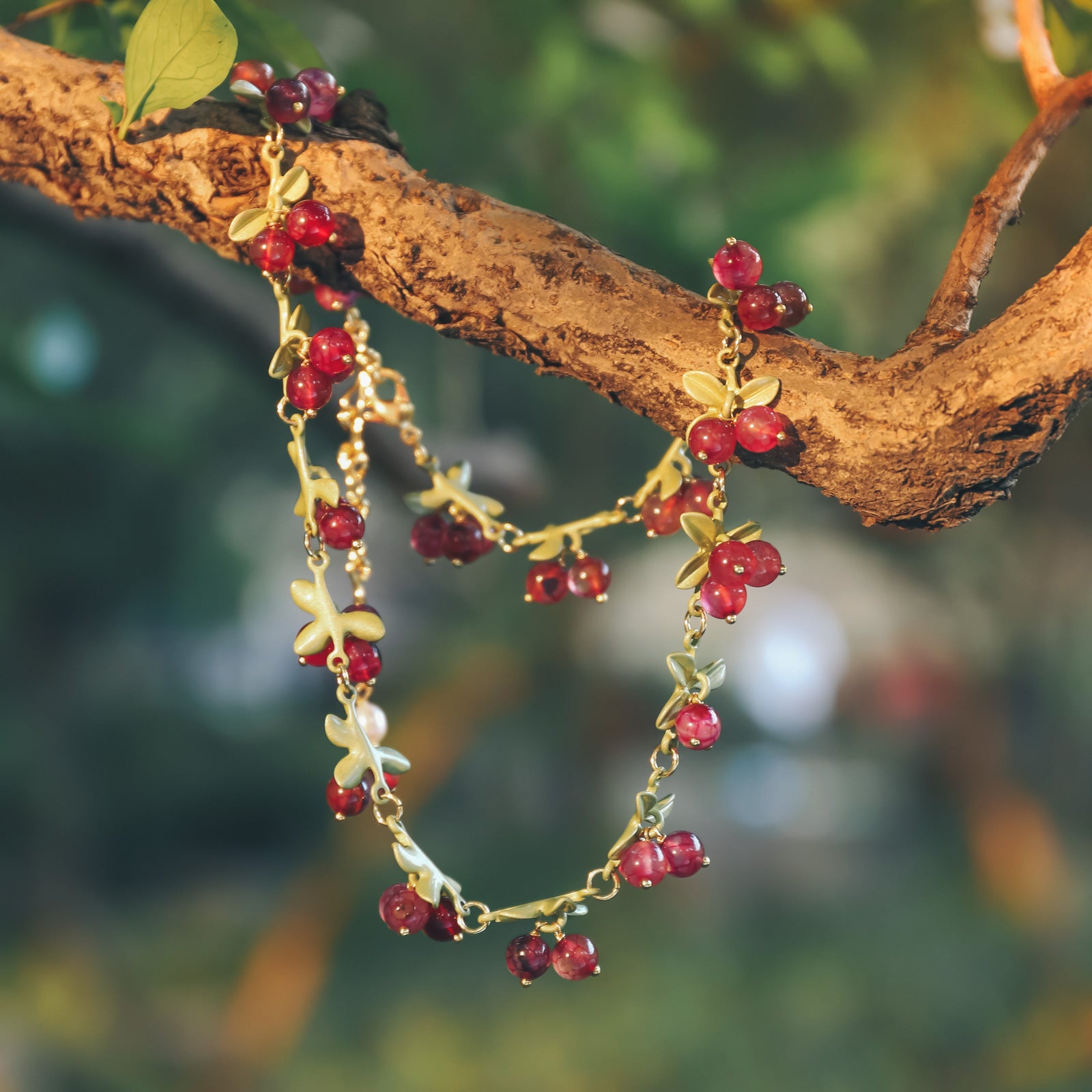 Cranberry Nature Stone Necklace