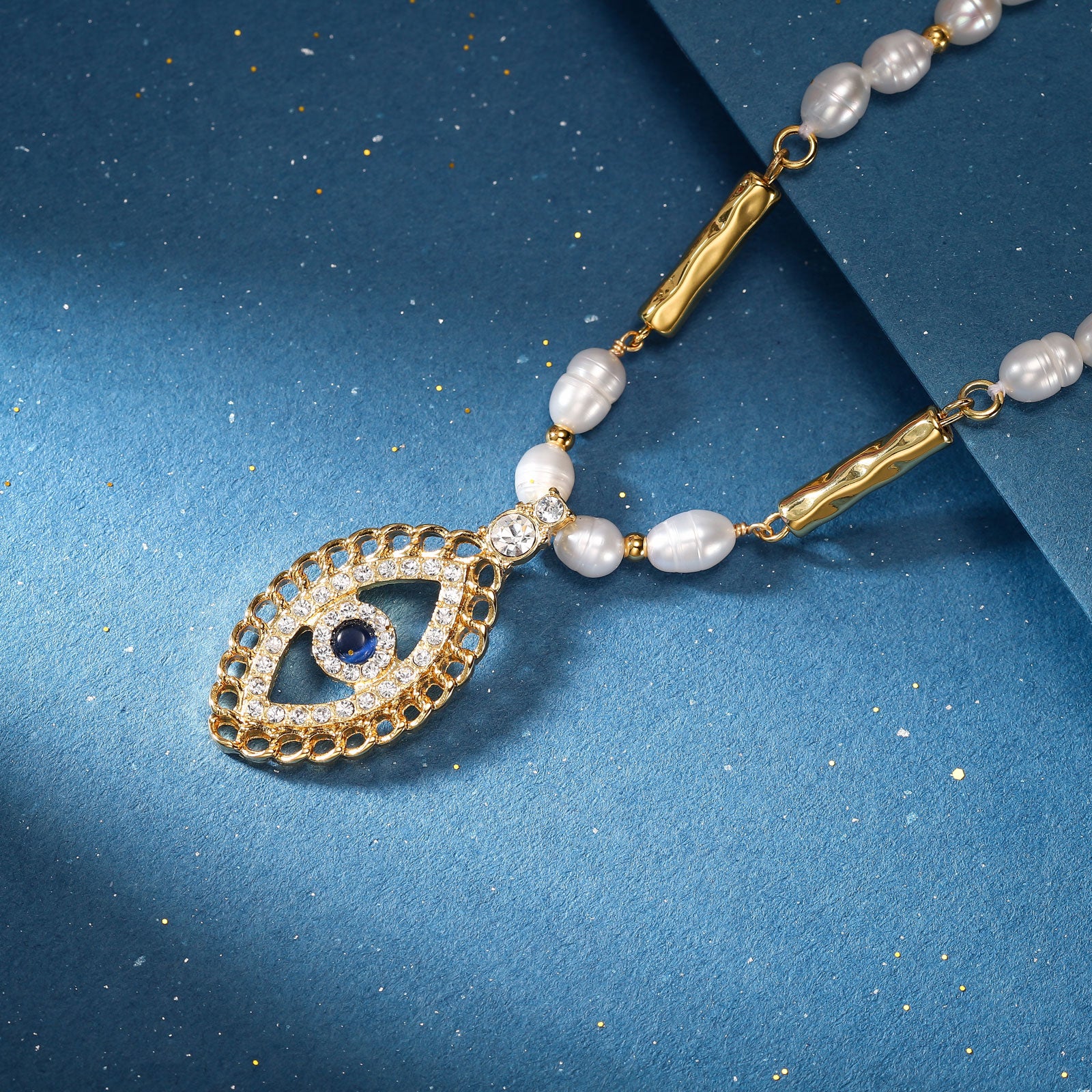 Oval Evil Eye Gold Pendant Necklace