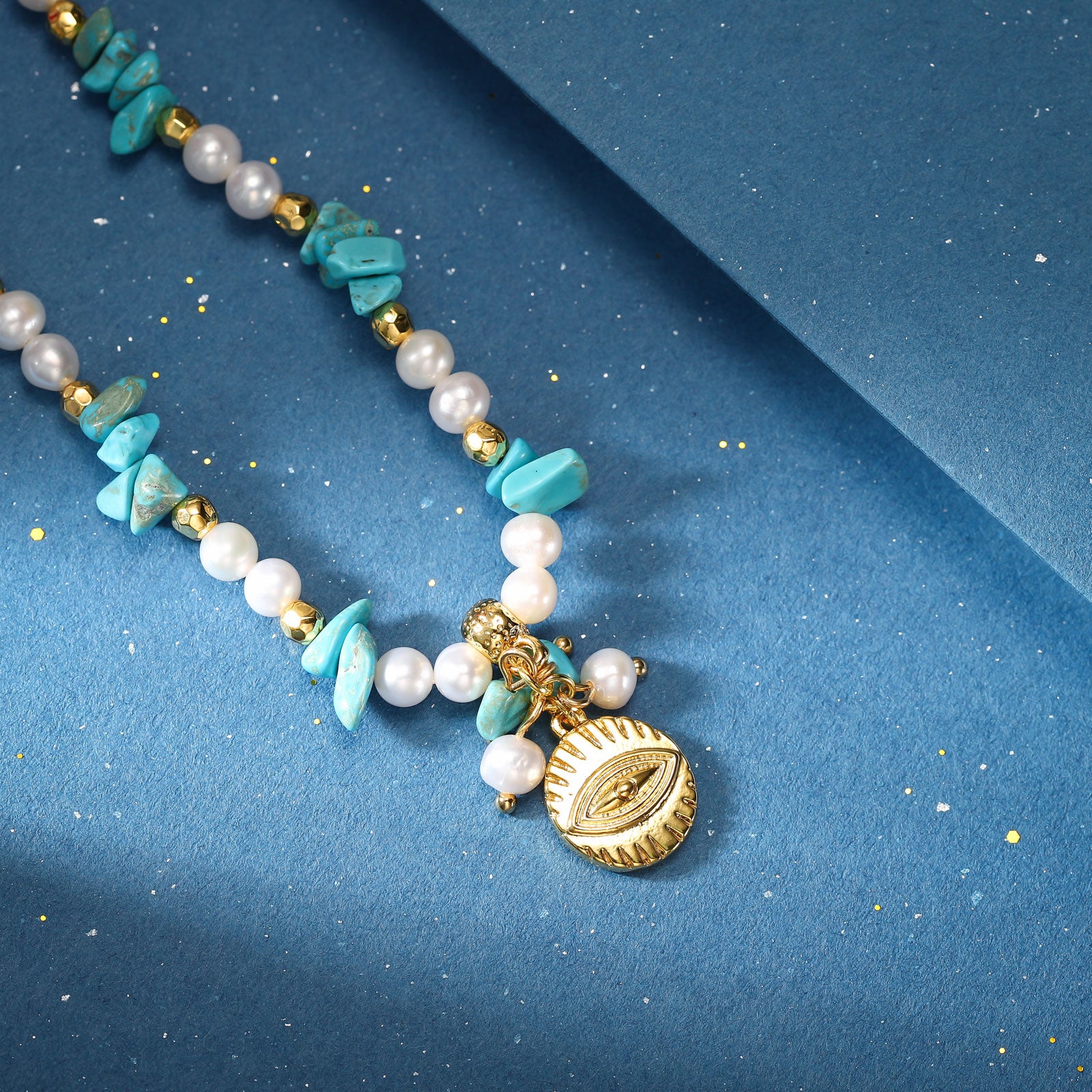 Evil Eye Turquoise Pearl Necklace